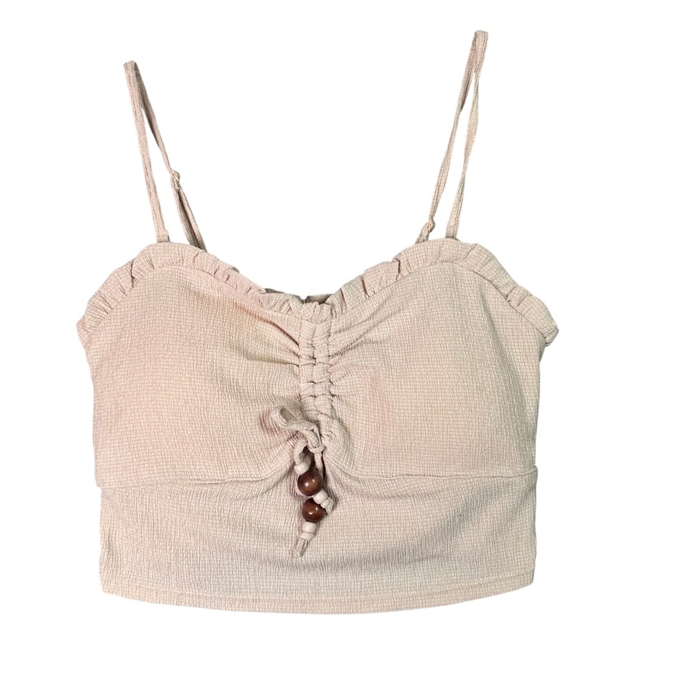 No Boundaries Ruched Crop Cami Top Boho Fairycore Coquette Small‎ Pink NEW